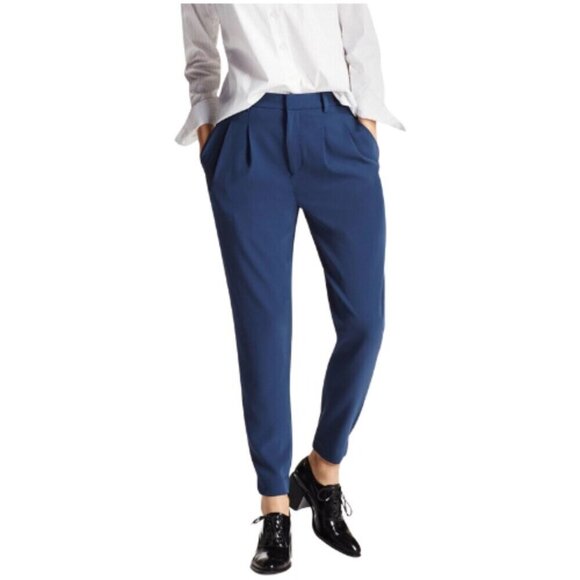 Uniqlo Womens Small Tapered Pleated Navy Trouser - Picture 1 of 11
